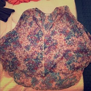 ANTHROPOLOGIE floral sheer top